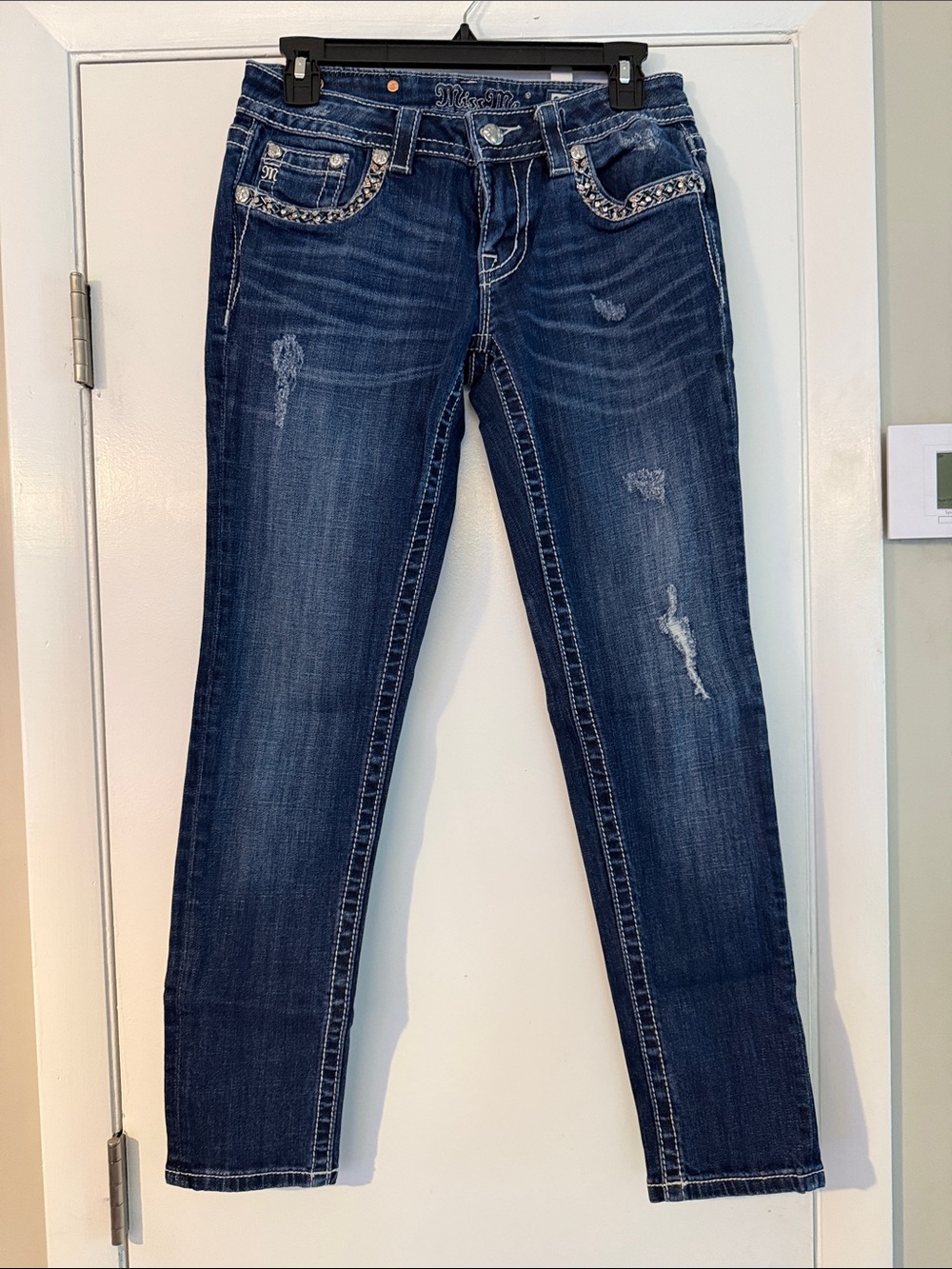 Miss Me Dark Blue Embellished Skinny Jeans